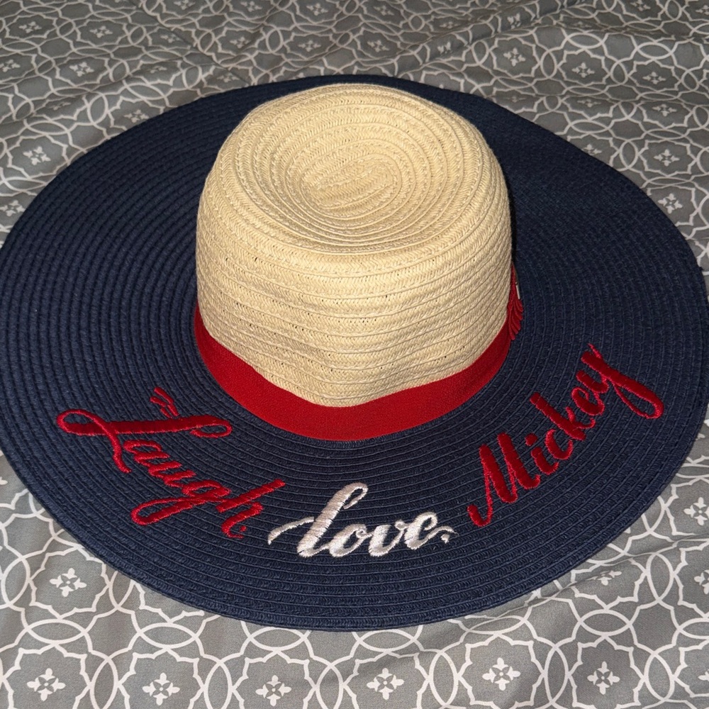 Disney laugh love Mickey brim straw hat